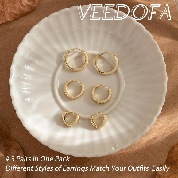 🆕 Women Gold Small Hoop Earrings Trendy Chunky Multiple Piercing Jewelry Gift - Picture 6 of 7